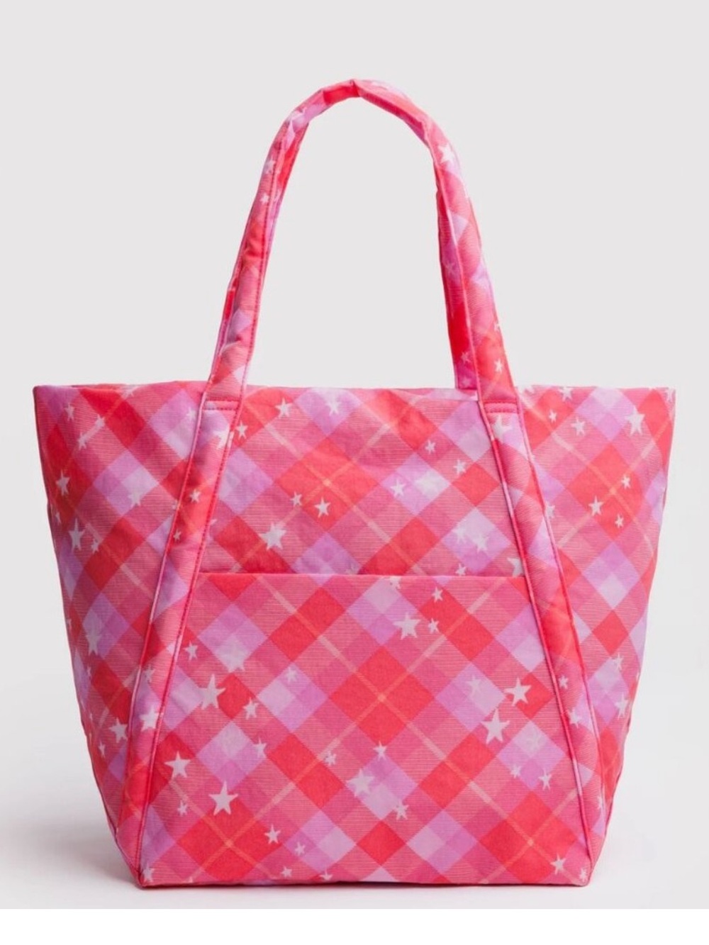 BAGGU Cloud Bag Pink Star Plaid NEW WITH TAGS